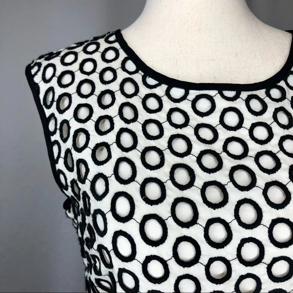 J. Crew punched out eyelet sleeveless dress black white 0